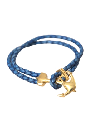 Blue Gold Anchor 925 Silver Charm Bracelet Mens - M