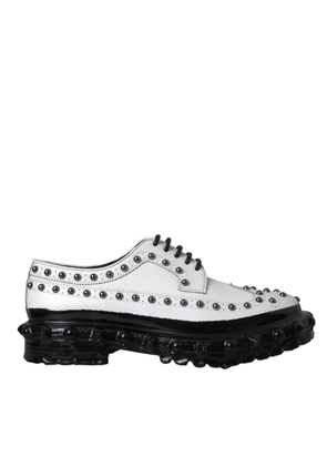 Black White Embellished Derby Formal Shoes - EU44/US11