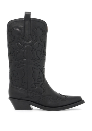 Ganni embroidered western boots - 36 Black