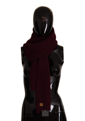 Dolce & Gabbana Dark Red Cashmere Logo Wrap Shawl Knitted Scarf