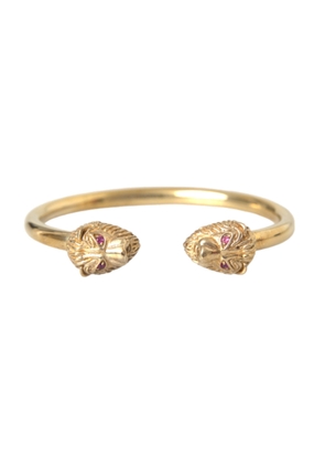 Gold CZ Lion Bangle Bracelet Women - M