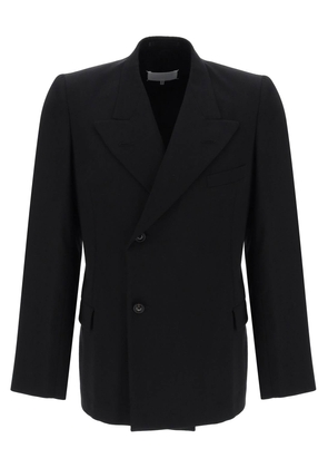 double-breasted wool jacket - 48 Black