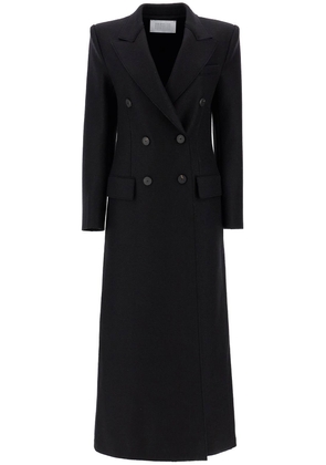 double-breasted pressed wool coat - 38 Black