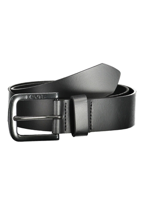 Elegant Black Leather Belt with Metal Buckle - 80 cm / 32 Inches