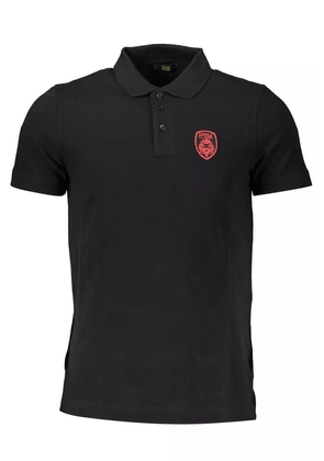 Cavalli Class Black Cotton Polo Shirt - S