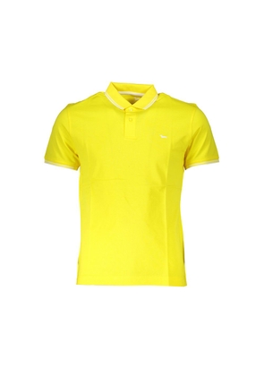 Elegant Yellow Cotton Polo with Contrast Details - S