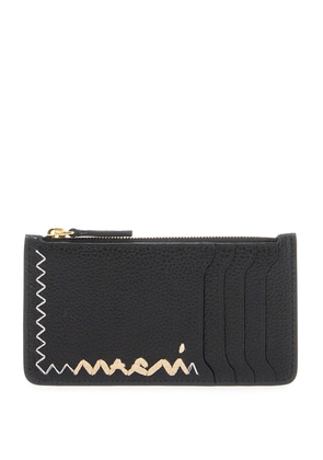 embroidered card holder - OS Black