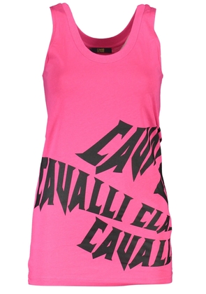 Cavalli Class Elegant Pink Wide-Shoulder Tank Top - S