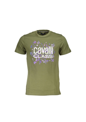 Cavalli Class Green Cotton T-Shirt - L