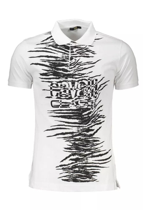 Cavalli Class White Cotton Polo Shirt - M