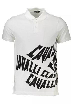 Cavalli Class White Cotton Polo Shirt - L