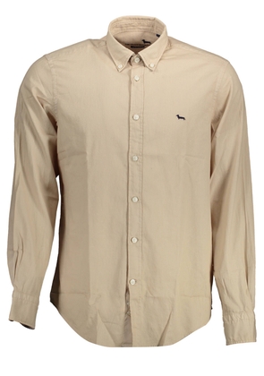 Chic Beige Cotton Shirt with Contrast Details - XL