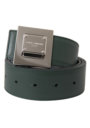 Green Calf Leather Square Metal Buckle Belt - 80 cm / 32 Inches