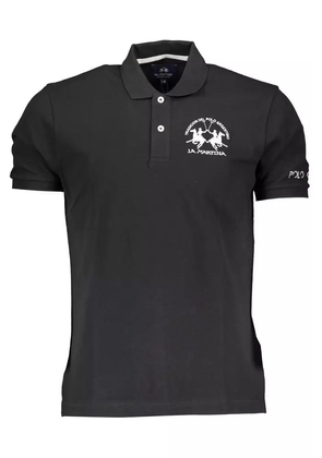 La Martina Black Cotton Polo Shirt - M