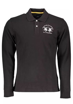 La Martina Black Cotton Polo Shirt - M