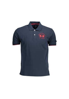 La Martina Elegant Blue Short-Sleeved Polo - S