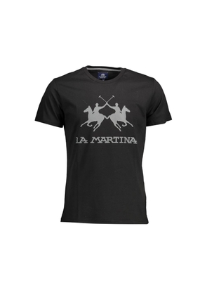 La Martina Elegant Crew Neck Tee with Iconic Print - M