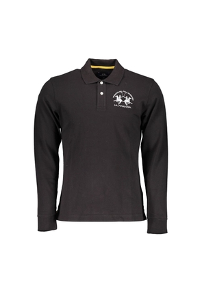 La Martina Elegant Long Sleeved Black Polo for Men - S