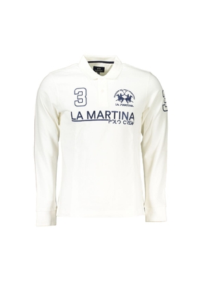 La Martina Elegant Long Sleeved White Polo - S