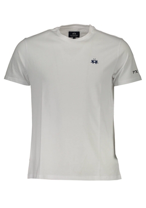 La Martina Embroidered Logo White Tee for Men - M