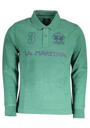 La Martina Green Cotton Polo Shirt - M