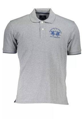 La Martina Gray Cotton Polo Shirt - M