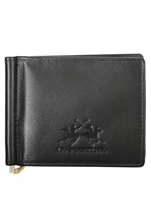 La Martina Sleek Black Leather Money Clip Wallet