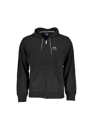 La Martina Sleek Hooded Cotton Sweatshirt in Black - M