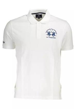 La Martina White Cotton Polo Shirt - M