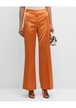 Two-Tone Flare-Leg Satin Back Crepe Pants