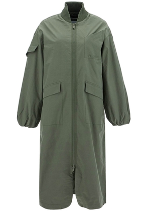 long tech seersucker trench - S/M Green