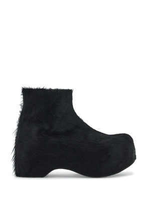 long-haired chunky ankle boots - 36 Black