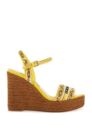 maiolica embroidered wedge sandals - 36 Yellow