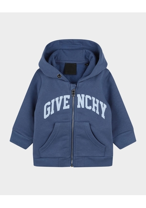 Boy's Curved Logo-Print Hoodie, Size 12M-3