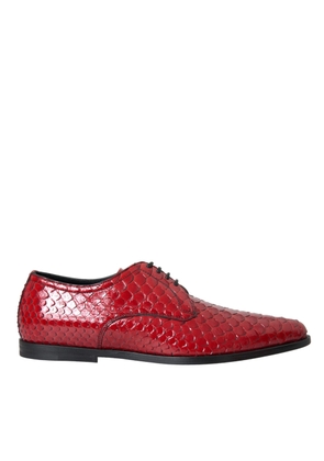 Red Textured Varnished Derby Men Formal Shoes - EU39/US6