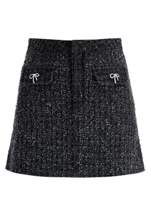 textured denim mini skirt - 8 Black