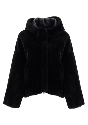 shearling bomber jacket - 40 Black