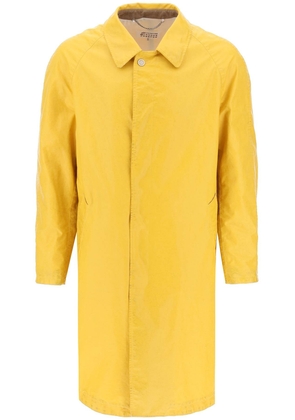 trench coat in worn-out effect coated cotton - 48 Yellow