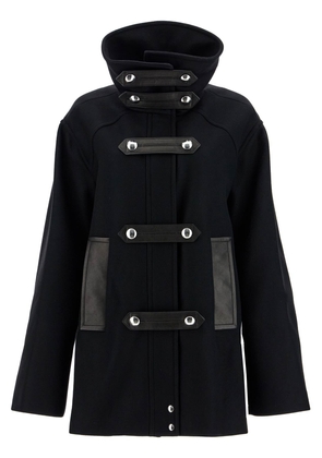 wool and leather melbo coat - 2 Black