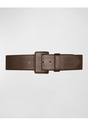 La Merveilleuse Large Pebbled Leather Belt with Covered Buckle