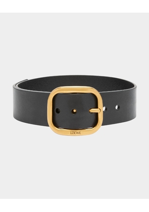 Curved Buckle Leather Belt