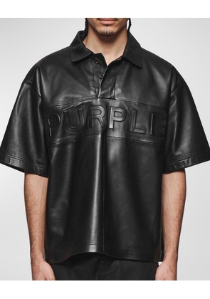 Men's Embossed Leather Polo Shirt