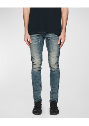 Men's Shadow-Seam Coated Skinny Jeans