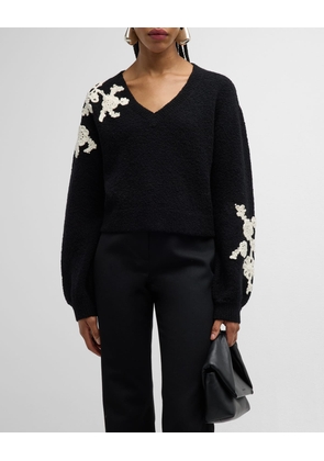 Dana Floral Crochet Wool-Blend Sweater