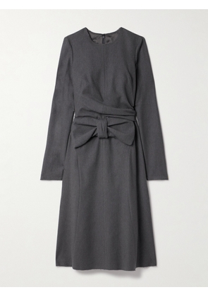 Maison Margiela - Bow-embellished Cotton And Wool-blend Twill Midi Dress - Gray - IT38,IT40,IT42