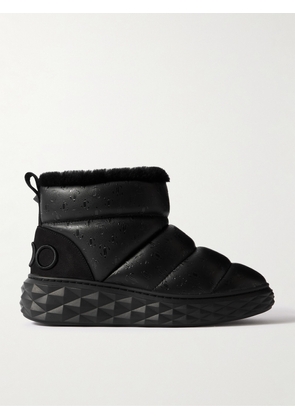 Jimmy Choo - Xan Shearling-lined Quilted Logo-embossed Leather Boots - Black - IT36,IT37,IT37.5,IT38,IT38.5,IT39,IT39.5,IT40,IT40.5,IT41,IT42