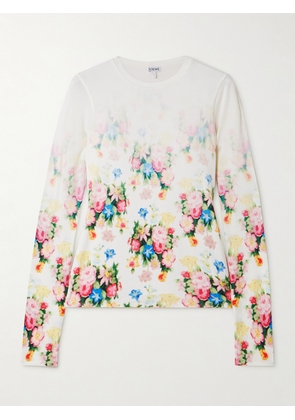 Loewe - Floral-print Stretch-modal Jersey Top - White - x small,small,medium,large,x large