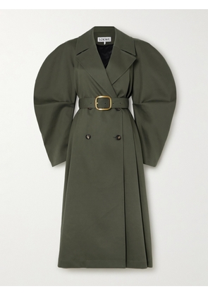 Loewe - Belted Double-breasted Cotton-gabardine Trench Coat - Green - FR32,FR34,FR36,FR38,FR40,FR42,FR44