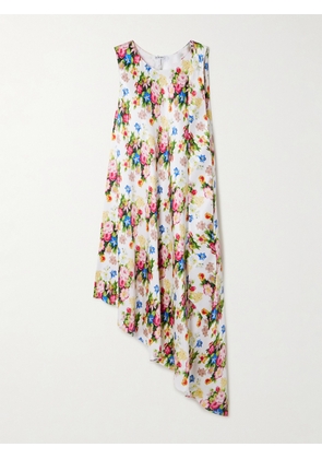 Loewe - Asymmetric Floral-print Silk Dress - White - FR34,FR38,FR40,FR42,FR44