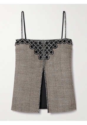 Stella McCartney - Crystal-embellished Herringbone Wool-blend Top - Neutrals - IT36,IT38,IT40,IT42,IT44